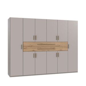 luma-home SKŘÍŇ S OTOČNÝMI DVEŘMI B270/H208/T58 cm, béžovo-šedá, šatní skříň se 2 velkými zásuvkami a úchytkami v dekoru dub Artisan / 22642 obraz