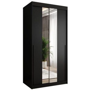 Home Collective SKŘÍŇ S POSUVNÝMI DVEŘMI se zrcadlem, šířka 100 cm, černá s černým úchytem obraz