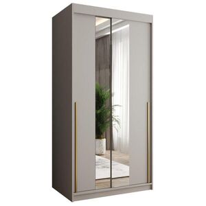 Home Collective SKŘÍŇ S POSUVNÝMI DVEŘMI se zrcadlem, šířka 100 cm, kašmírová se zlatým úchytem obraz