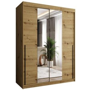 Home Collective SKŘÍŇ S POSUVNÝMI DVEŘMI se zrcadlem, šířka 150 cm, Artisan s černým úchytem obraz