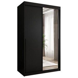 Home Collective SKŘÍŇ S POSUVNÝMI DVEŘMI se zrcadlem, šířka 120 cm, černá s černým úchytem obraz