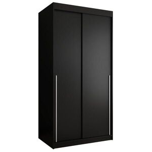 Home Collective ŠATNÍ SKŘÍŇ S POSUVNÝMI DVEŘMI 100 cm šířka, černá se stříbrným úchytem obraz
