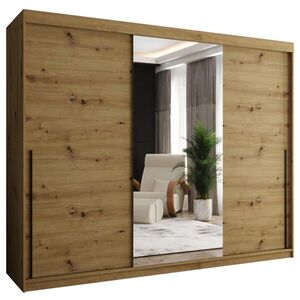 Home Collective SKŘÍŇ S POSUVNÝMI DVEŘMI se zrcadlem, šířka 250 cm, Artisan s černým úchytem obraz
