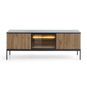 Selsey TV stolek Tosena černý / dub s LED 154/56/39 cm obraz