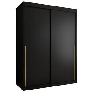 Home Collective ŠATNÍ SKŘÍŇ S POSUVNÝMI DVEŘMI 150 cm šířka, černá se zlatým úchytem obraz