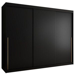 Home Collective ŠATNÍ SKŘÍŇ S POSUVNÝMI DVEŘMI 250 cm šířka, černá se zlatým úchytem obraz