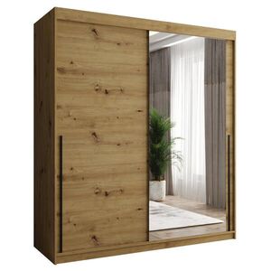 Home Collective SKŘÍŇ S POSUVNÝMI DVEŘMI se zrcadlem, šířka 180 cm, Artisan s černým úchytem obraz