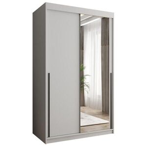 Home Collective SKŘÍŇ S POSUVNÝMI DVEŘMI se zrcadlem, šířka 120 cm, bílá s černým úchytem obraz