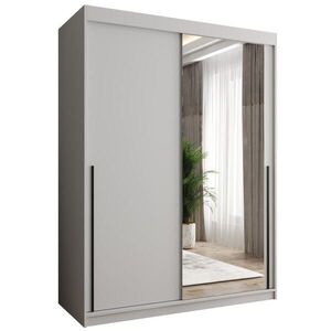 Home Collective SKŘÍŇ S POSUVNÝMI DVEŘMI se zrcadlem, šířka 150 cm, bílá s černým úchytem obraz