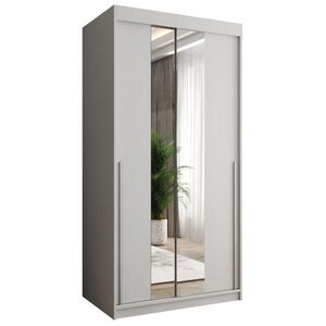 Home Collective SKŘÍŇ S POSUVNÝMI DVEŘMI se zrcadlem, šířka 100 cm, bílá se stříbrným úchytem obraz