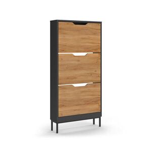 Vicco BOTNÍK NA BOTY Luca, Antracit/Zlatý mocný dub, 59 x 123 cm se 3 výklopnými přihrádkami obraz
