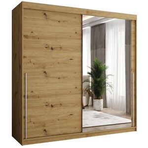 Home Collective SKŘÍŇ S POSUVNÝMI DVEŘMI se zrcadlem, šířka 200 cm, Artisan se stříbrným úchytem obraz