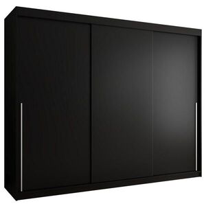 Home Collective ŠATNÍ SKŘÍŇ S POSUVNÝMI DVEŘMI 250 cm šířka, černá se stříbrným úchytem obraz