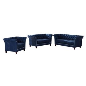 S-Style CHESTERFIELD SEDACÍ SOUPRAVA 3+2+1 Fusion z námořnicky modrého sametu obraz