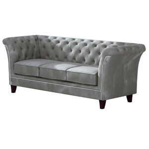S-Style CHESTERFIELD TŘÍMÍSTNÁ POHOVKA Fusion ze šedého sametu obraz