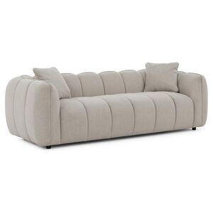 S-Style TŘÍMÍSTNÁ POHOVKA Nubira v hluboce prošívaném designu Bubble z měkké strukturované látky v barvě taupe s moderním vzhledem obraz