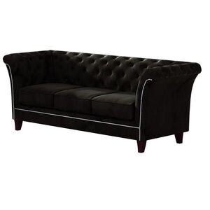 S-Style CHESTERFIELD TŘÍMÍSTNÁ POHOVKA Fusion z černého sametu obraz