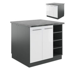 Vicco KUCHYŇSKÝ OSTROV Fame-Line Bílý vysoký lesk/antracit 90 cm bez pracovní desky obraz