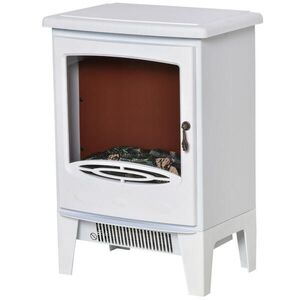 HOMCOM LED elektrický krb stojací s efektem plamenů 900/1800 W bílý obraz
