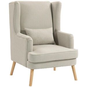 HOMCOM LNĚNÉ křeslo s ušákem, béžové obraz