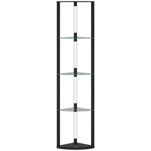 HOMCOM STOJACÍ lampa MDF sklo černá obraz