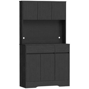 HOMCOM KUCHYŇSKÁ skříňka z MDF desky 100/38/180 cm černá obraz