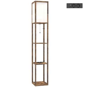 HOMCOM STOJACÍ lampa z MDF, rustikální hnědá a bílá obraz