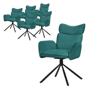 ML-DESIGN JÍDELNÍ ŽIDLE, sada 6 ks, otočné, petrolová barva, s látkovým potahem obraz