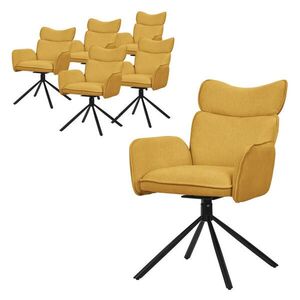 ML-DESIGN JÍDELNÍ ŽIDLE, sada 6 ks, otočné, hořčičná, s látkovým potahem obraz