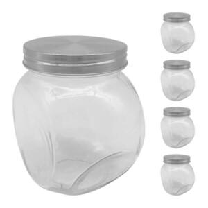 Relaxdays DÓZA Transparentní stříbrná Sada-5 vzduchotěsná 650 ml obraz