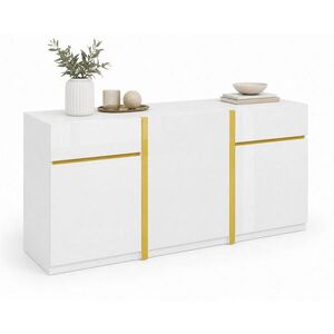 STILVORA KUCHYŇSKÁ SKŘÍŇ bílá se zásuvkami a dvířky do obývacího pokoje, jídelny a předsíně, 160 × 40 × 78 cm obraz