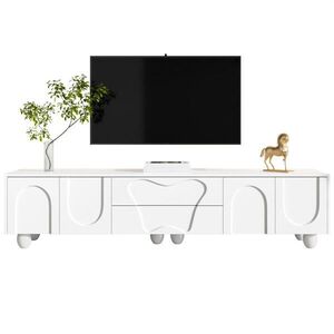 STILVORA TV STOLEK bílý, velký úložný prostor, originální design, do obývacího pokoje, 180×40×42 cm obraz