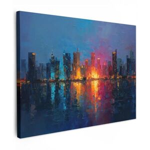 MuchoWow OBRAZ NA PLÁTNĚ Panorama - Tahy štětcem - Tmavě modrá - Světelná 80x60 cm obraz