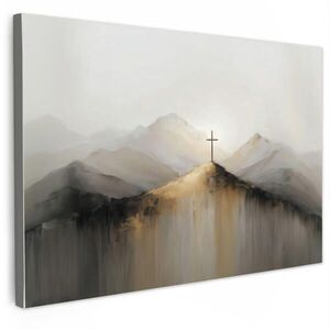 MuchoWow OBRAZ NA PLÁTNĚ Hills - Abstrakt - Cross - Křesťanství 30x20 cm obraz