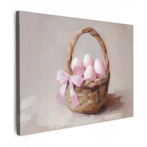 MuchoWow OBRAZ NA PLÁTNĚ Košík - Vejce - růžový 80x60 cm obraz