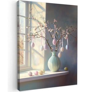 MuchoWow OBRAZ NA PLÁTNĚ Zátiší - Váza - Velikonoční ratolest 60x80 cm obraz