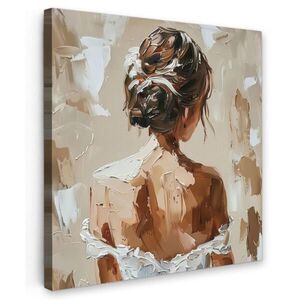 MuchoWow OBRAZ NA PLÁTNĚ Žena - malba - abstraktní - béžová - moderní 50x50 cm obraz