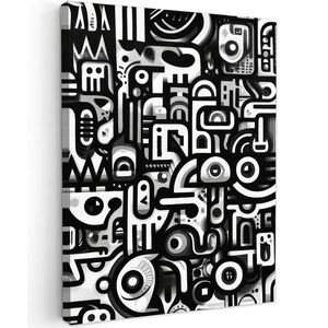 MuchoWow OBRAZ NA PLÁTNĚ Symboly - abstraktní - grafické - černé 30x40 cm obraz