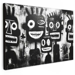 MuchoWow OBRAZ NA PLÁTNĚ Malba - Figury - černá - abstraktní 90x60 cm obraz