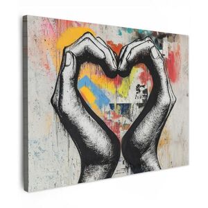 MuchoWow OBRAZ NA PLÁTNĚ Ruce - Srdce - Street art - Graffiti 40x30 cm obraz