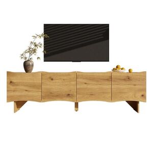 STILVORA TV STOLEK přírodní, vlnitý vzor, 4 dvířka, do obývacího pokoje, 155×36×47 cm obraz