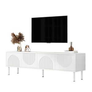 STILVORA TV STOLEK v bílé barvě s úložným prostorem a organizací kabelů do obýváku, 180×40×52 cm obraz