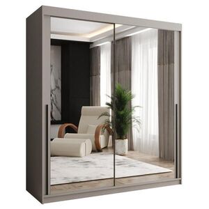 Home Collective ŠATNÍ SKŘÍŇ S POSUVNÝMI DVEŘMI se zrcadlem, šířka 180 cm, kašmírová s černým madlem obraz
