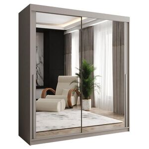 Home Collective ŠATNÍ SKŘÍŇ S POSUVNÝMI DVEŘMI se zrcadlem, šířka 180 cm, kašmírová se stříbrným madlem obraz