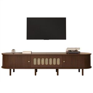 FLIEKS KOMODA POD TELEVIZI 180 cm Ořech Ratan Oválný Design MDF obraz