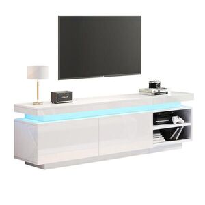 STILVORA TV STOLEK v bílé barvě s LED osvětlením pro televizory do 70″, 170 × 35 × 50 cm obraz