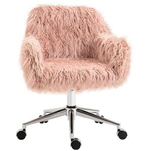 SHOPENTRA OTOČNÁ židle, růžová, umělá kožešina, stříbrná, ergonomická obraz