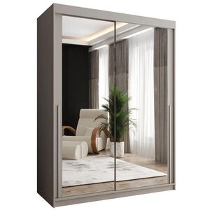 Home Collective ŠATNÍ SKŘÍŇ S POSUVNÝMI DVEŘMI se zrcadlem, šířka 150 cm, kašmírová se stříbrným madlem obraz