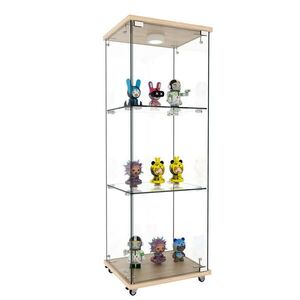 STILVORA VITRÍNA v přírodní barvě, skleněná skříňka s LED osvětlením, do obývacího pokoje a ložnice, 42, 5 × 36, 5 × 120 cm obraz