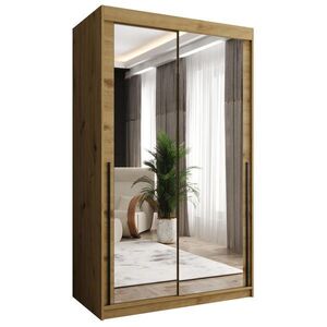 Home Collective ŠATNÍ SKŘÍŇ S POSUVNÝMI DVEŘMI se zrcadlem, šířka 120 cm, Artisan s černým madlem obraz